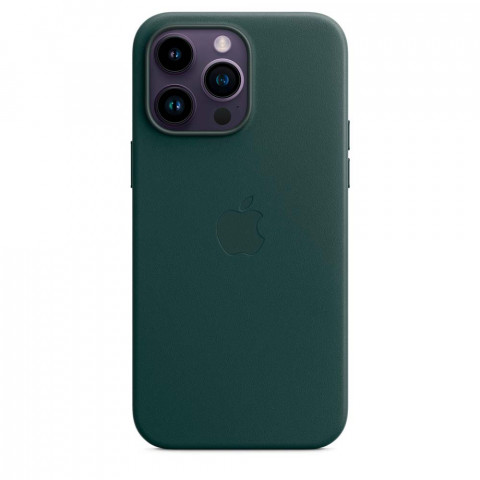 Шкіряний чохол Leather Case with MagSafe на iPhone 14 Pro Max Forest green